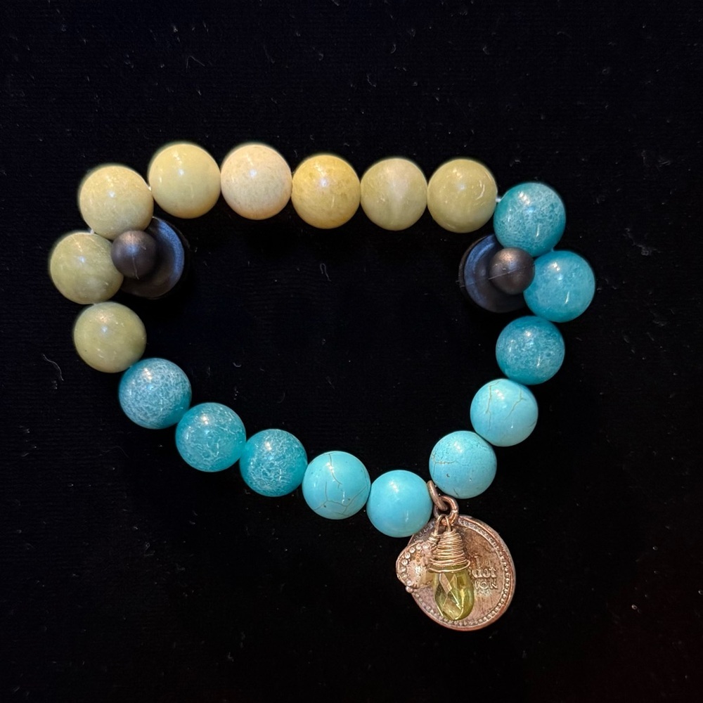 🔥Stella & Dot - Turquoise Foundation Stretch Bracelet - OS - Picture 2 of 4